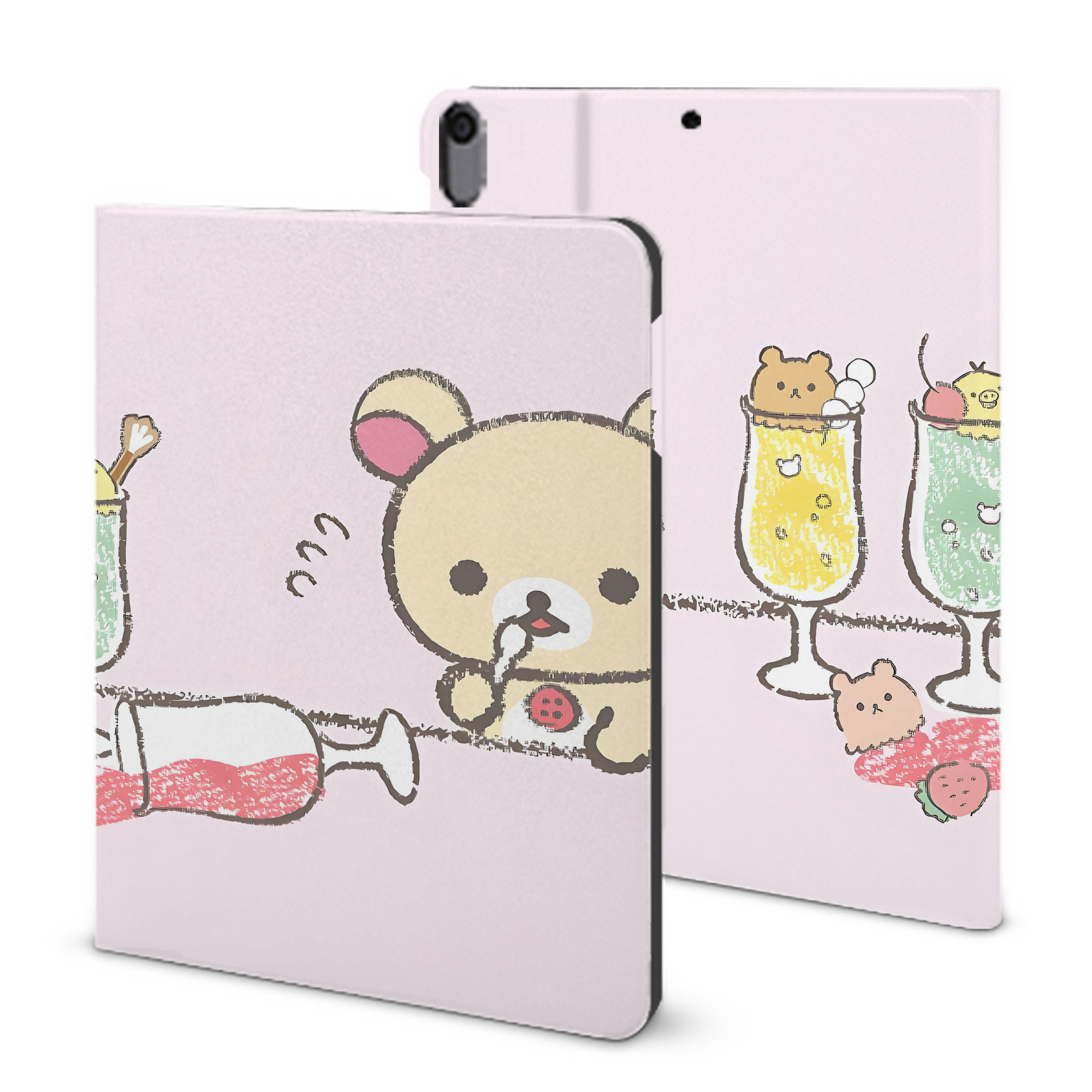 （画像用） リラックマ リラックマ キイロイトリ Rilakkuma Korilakkuma Kiiroitori IPad ケース ブック型 PUレザー TPU 耐衝撃 軽量 薄型 ペン収納なし 全面保護 IPad 各モデル対応